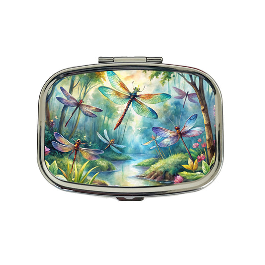 Dragonflies Forest Fantasy Watercolor Design Travel Pill Box Case