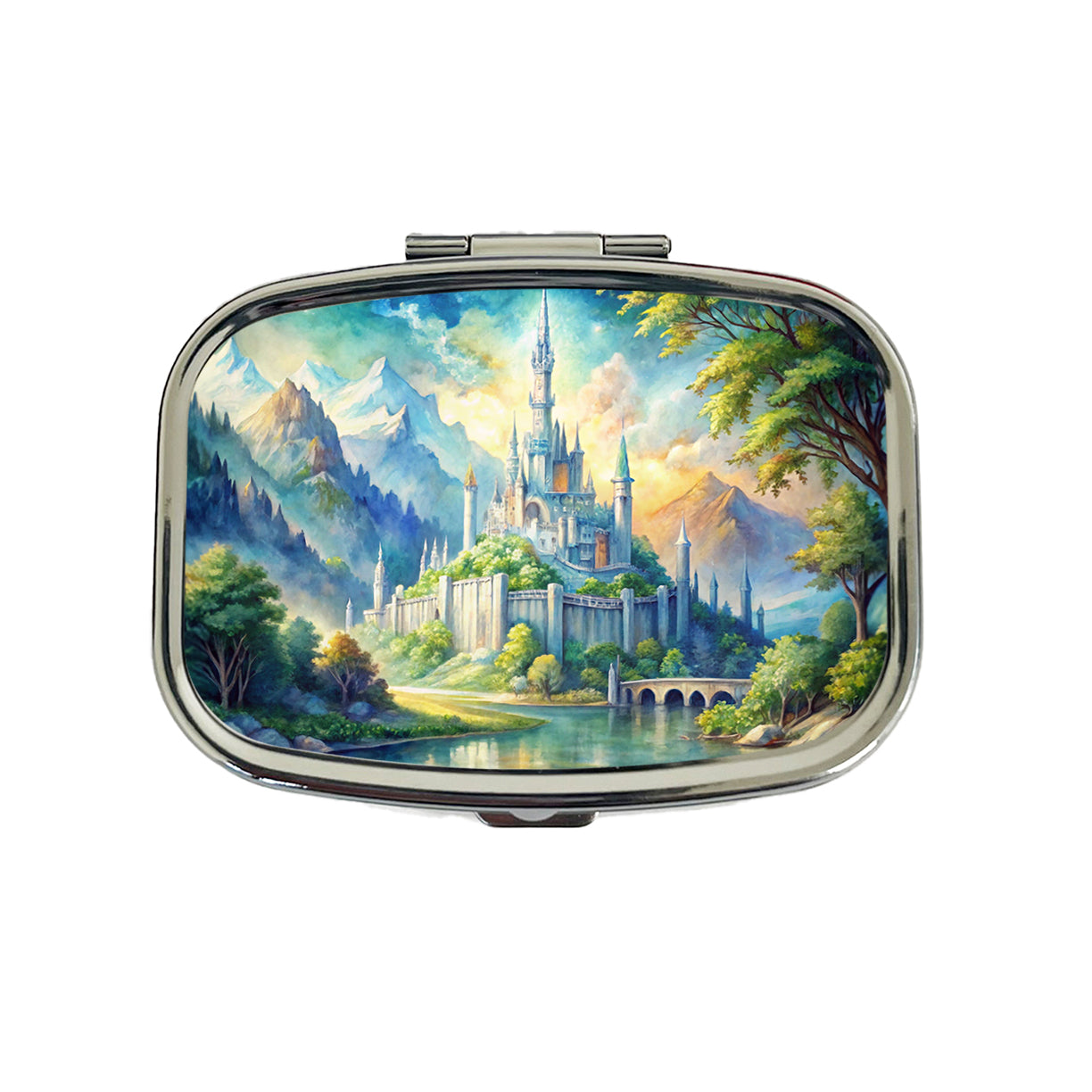 Elves Fantasy Kingdom Watercolor Design Travel Pill Box Case