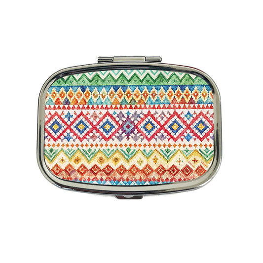 Fair Isle Knitting Sweater Travel Pill Box Case