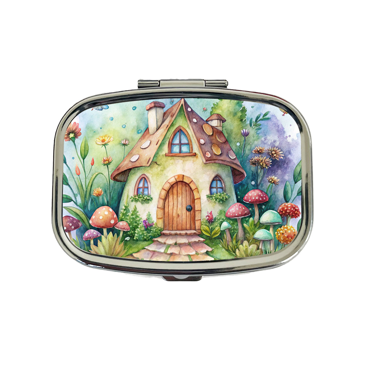 Fairy House Watercolor Travel Pill Box Case