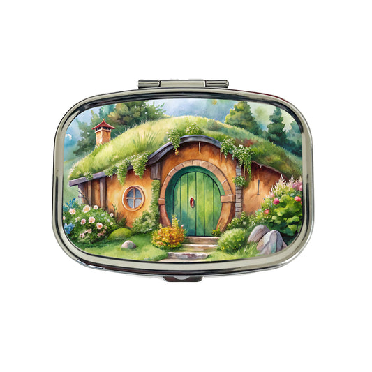 Fantasy House Grass Roof Watercolor Design Travel Pill Box Case