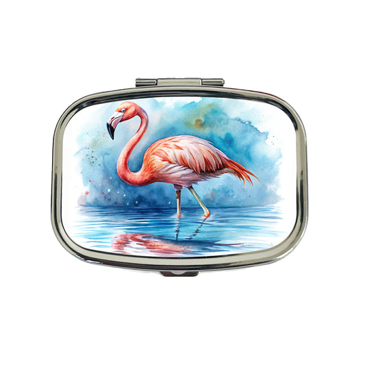 Flamingo Bird In Water Watercolor Travel Pill Box Case