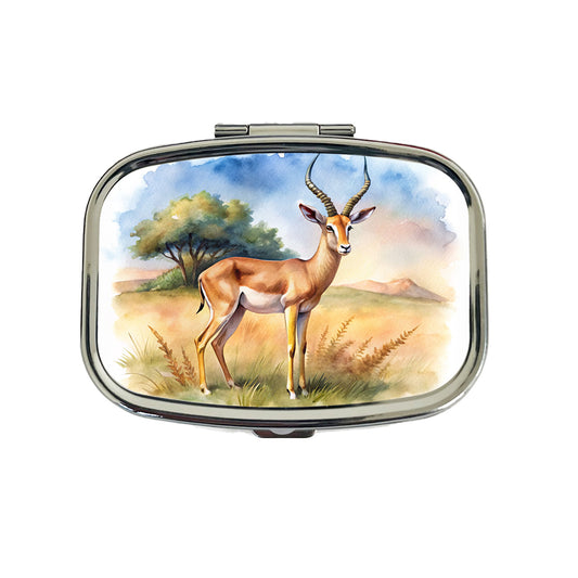 Gazelle African Plain Watercolor Design Travel Pill Box Case