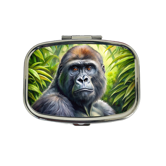 Gorilla In Rainforest Watercolor Travel Pill Box Case