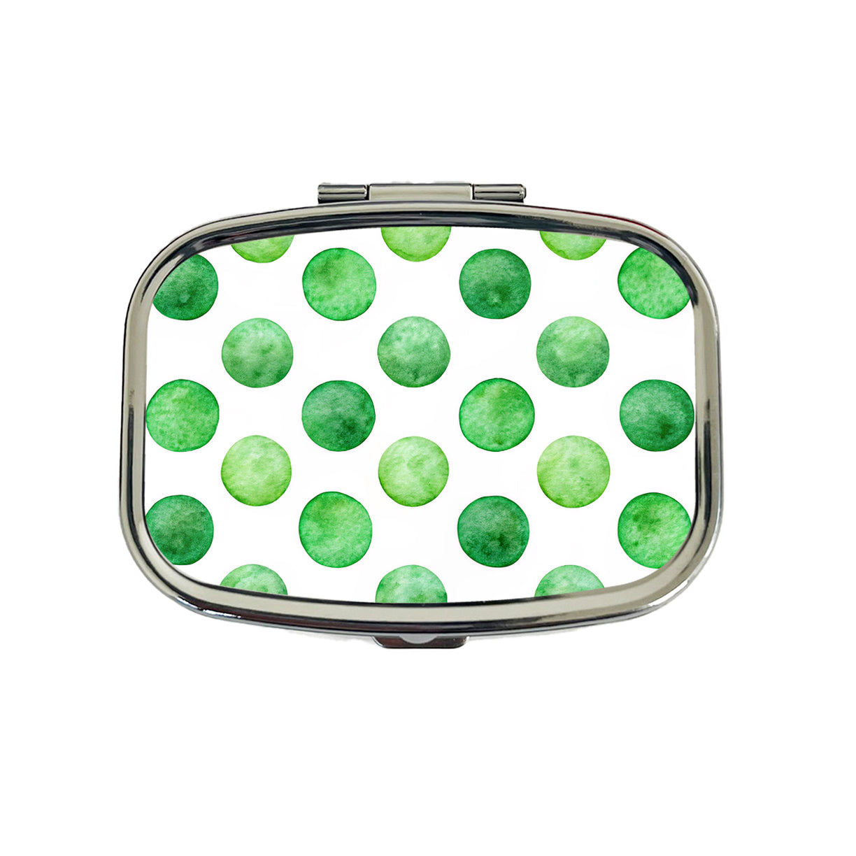 Green Polka Dots White Background Travel Pill Box Case