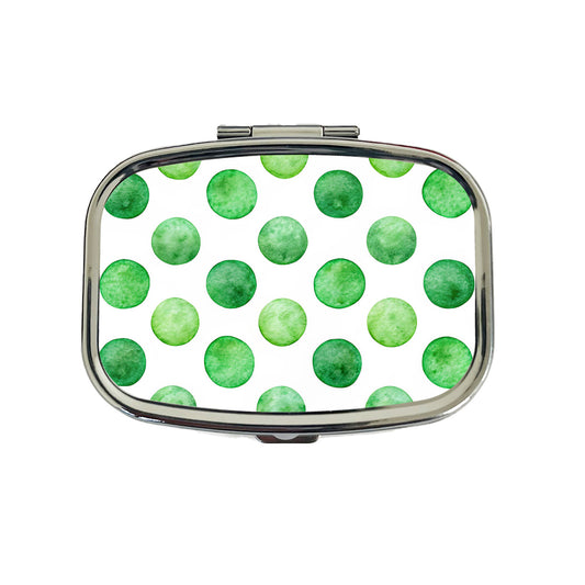 Green Polka Dots White Background Travel Pill Box Case