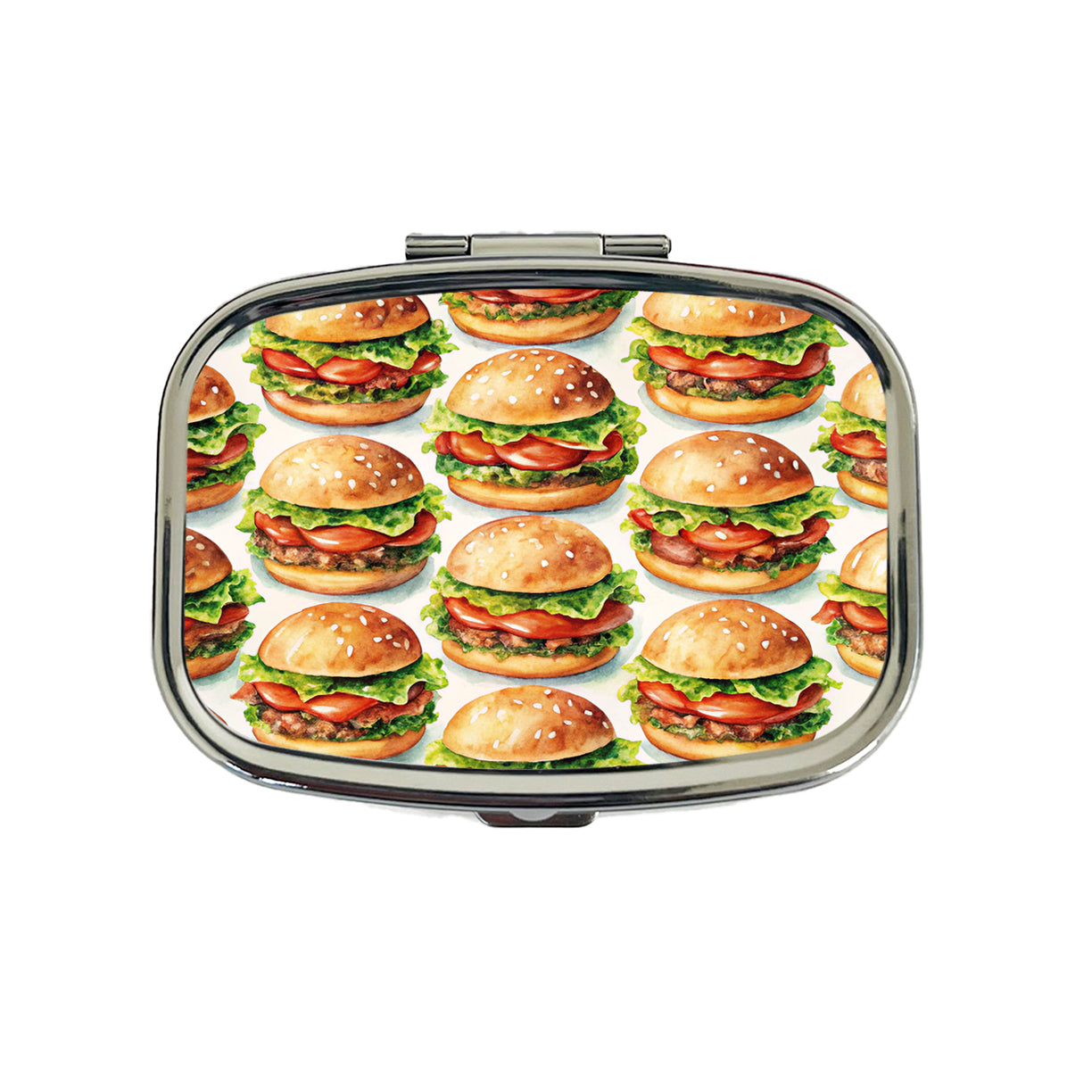 Hamburgers Watercolor Travel Pill Box Case