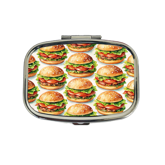 Hamburgers Watercolor Travel Pill Box Case