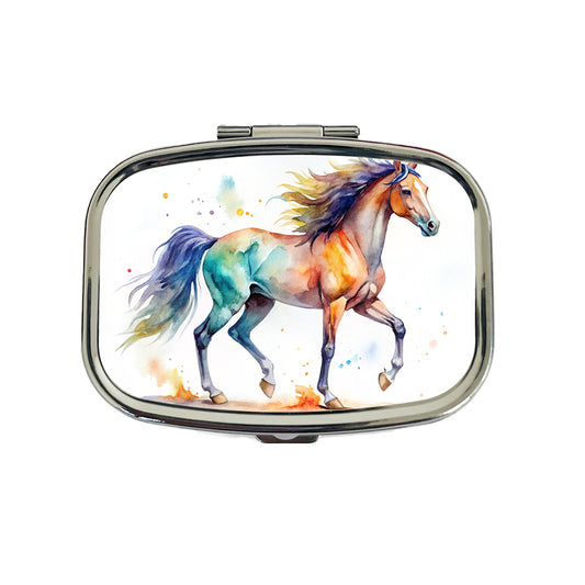 Horse Watercolor Design Travel Pill Box Case