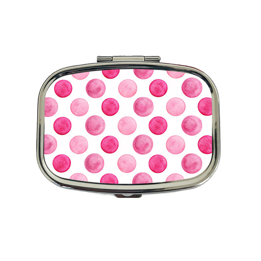 Hot Pink Polka Dots White Background Travel Pill Box Case