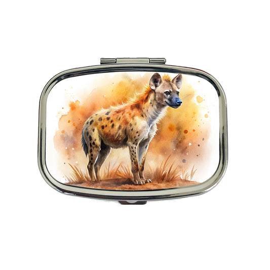 Hyena African Plain Watercolor Design Travel Pill Box Case
