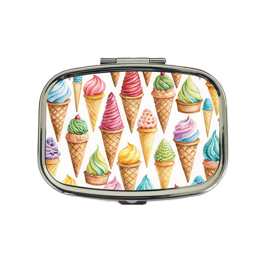 Ice Cream Cones Colorful Travel Pill Box Case
