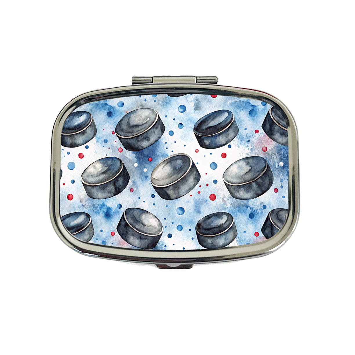 Ice Hockey Pucks Watercolor Travel Pill Box Case