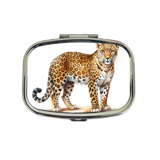 Leopard Print Watercolor Travel Pill Box Case