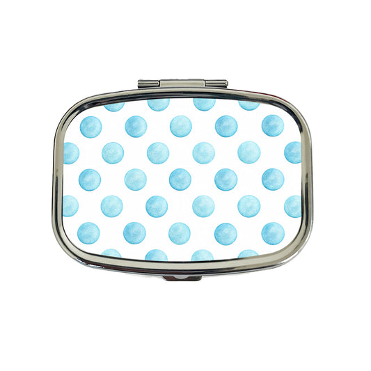 Light Blue Polka Dots White Background Travel Pill Box Case