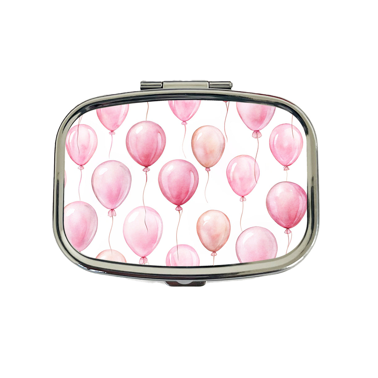 Light Pink Balloons Watercolor Birthday Travel Pill Box Case