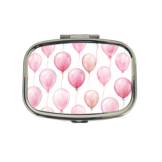 Light Pink Balloons Watercolor Birthday Travel Pill Box Case
