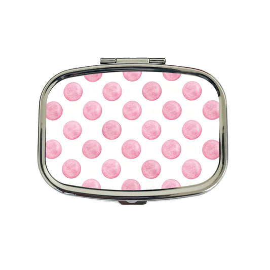 Light Pink Polka Dots White Background Travel Pill Box Case