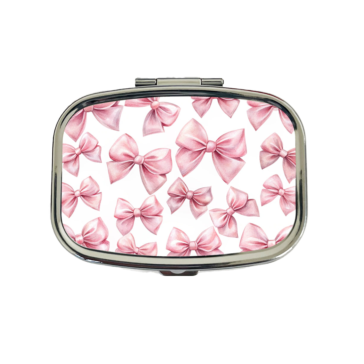 Light Pink Scattered Coquette Bows Watercolor Travel Pill Box Case