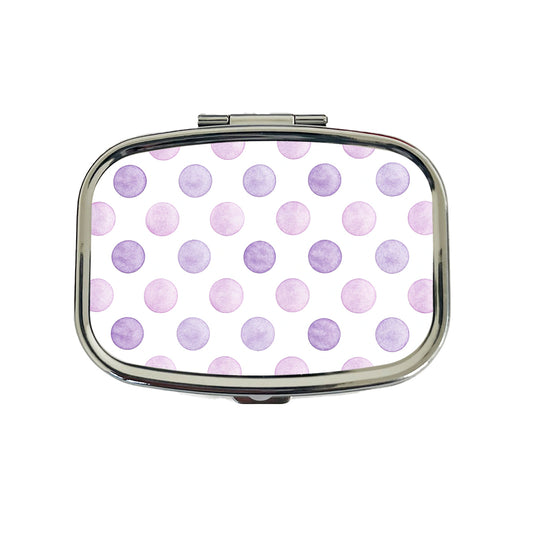 Light Purple Polka Dots White Background Travel Pill Box Case