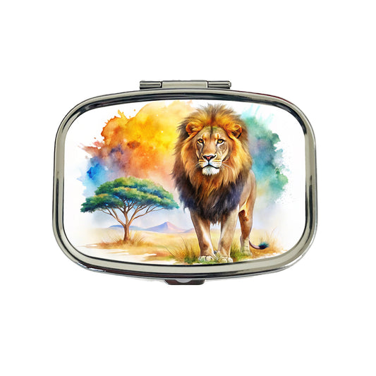 Lion African Plain Beautiful Watercolor Travel Pill Box Case