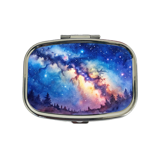 Milky Way Space Watercolor Design Stars Beautiful Travel Pill Box Case