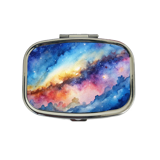 Milky Way Space Watercolor Design Stars Travel Pill Box Case