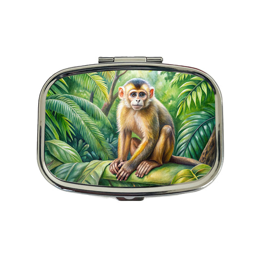 Monkey In Rainforest Watercolor Travel Pill Box Case