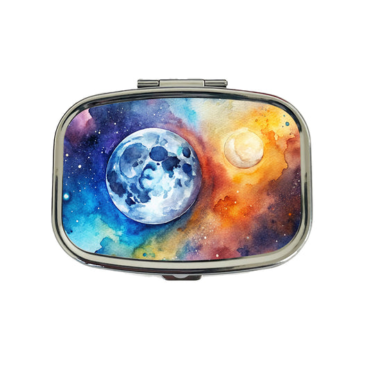Moon Space Watercolor Design Astronomy Travel Pill Box Case