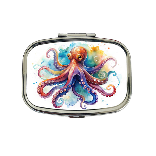 Octopus Watercolor Colorful Travel Pill Box Case