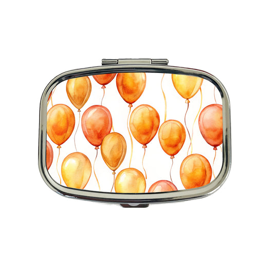 Orange Balloons Watercolor Birthday Travel Pill Box Case