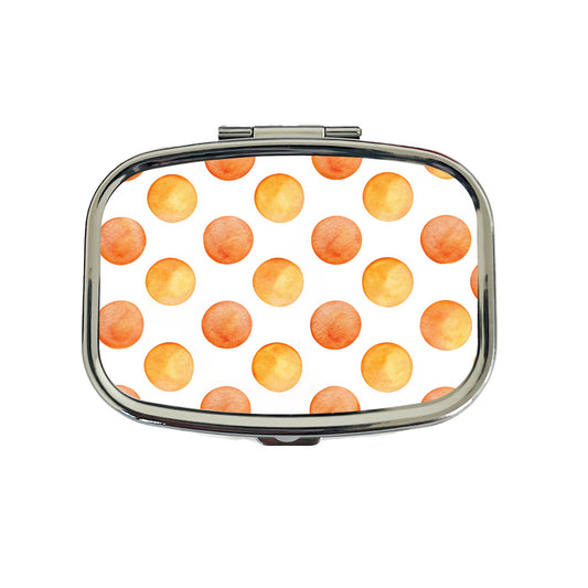 Orange Polka Dots White Background Travel Pill Box Case