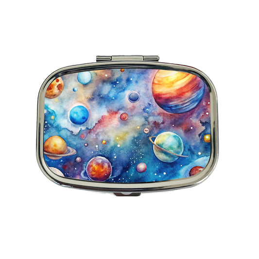 Outer Space Watercolor Astronomy Travel Pill Box Case
