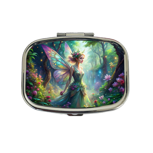 Pixie Fairy Forest Fantasy Watercolor Design Travel Pill Box Case