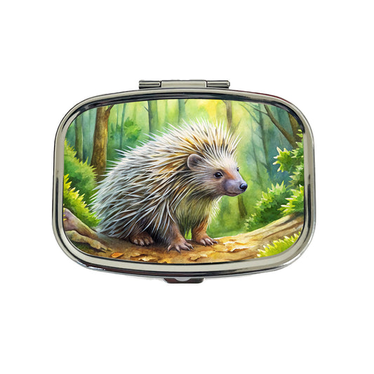 Porcupine In Forest Watercolor Travel Pill Box Case
