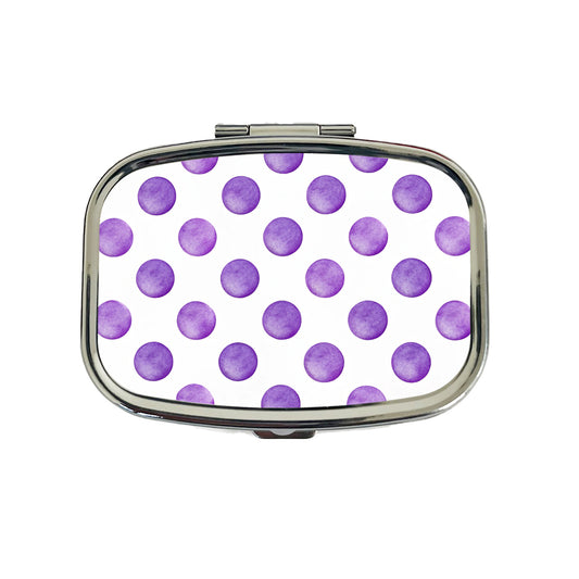 Purple Polka Dots White Background Travel Pill Box Case
