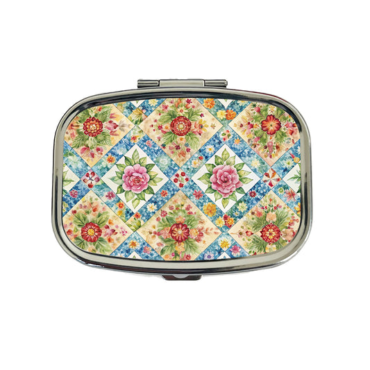 Quilt Floral Pattern Quilter Sewing Travel Pill Box Case