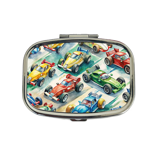 Race Cars Watercolor Travel Pill Box Case