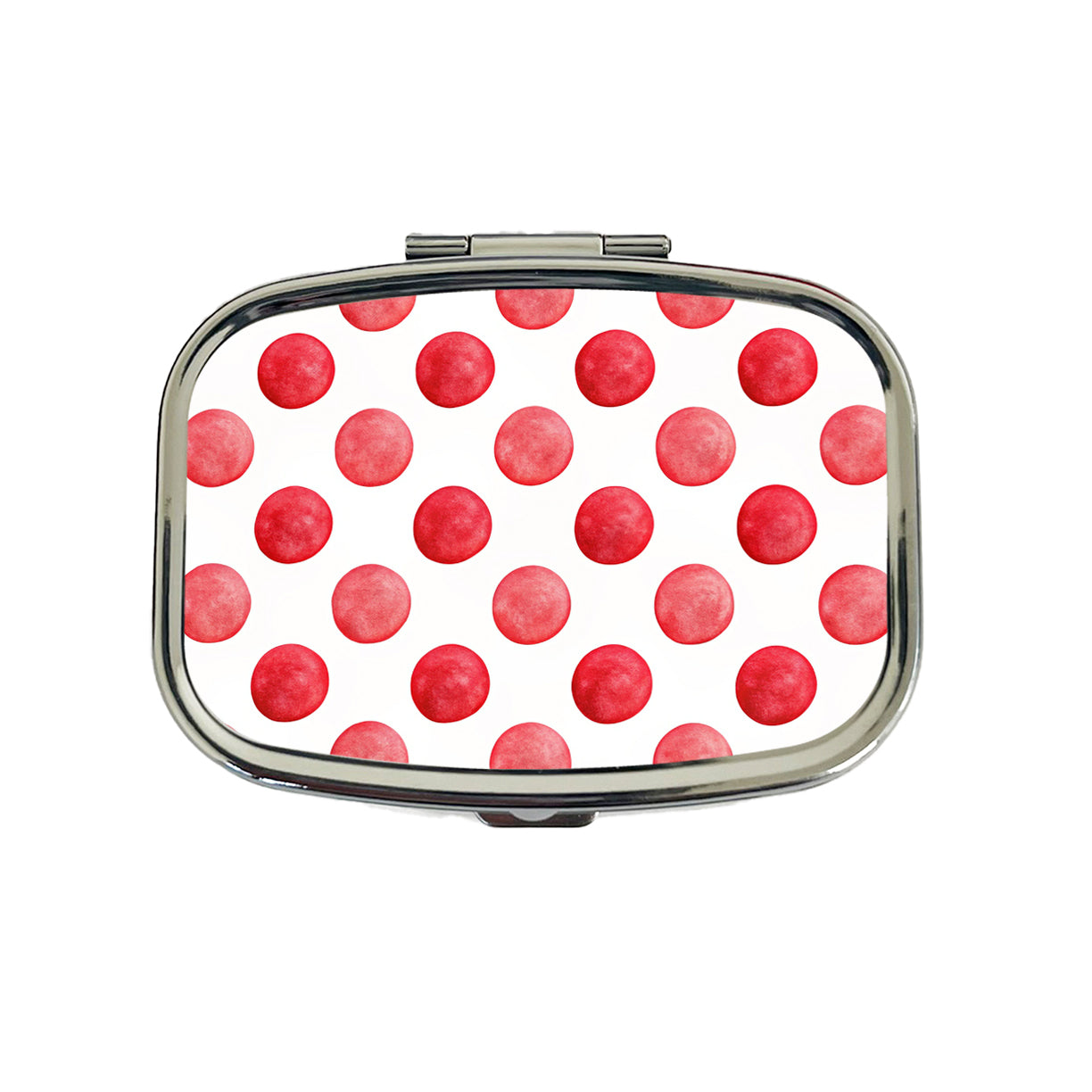 Red Polka Dots White Background Travel Pill Box Case