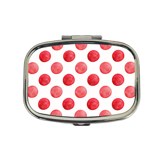 Red Polka Dots White Background Travel Pill Box Case