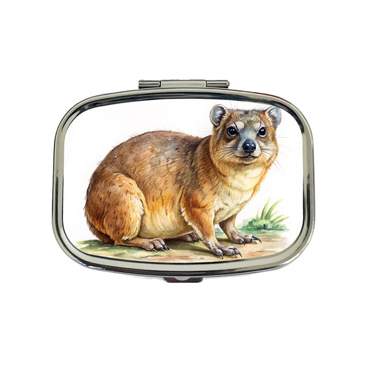 Rock Hyrax Dassie Watercolor Travel Pill Box Case