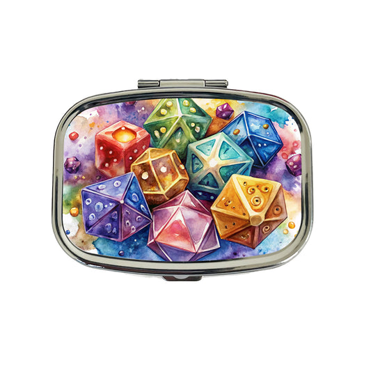 Role Playing Game Dice Watercolor Design Travel Pill Box Case