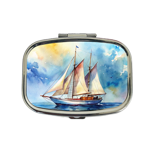 Sailboat At Sea Watercolor Design Travel Pill Box Case