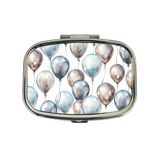 Silver Balloons Watercolor Birthday Anniversary Travel Pill Box Case