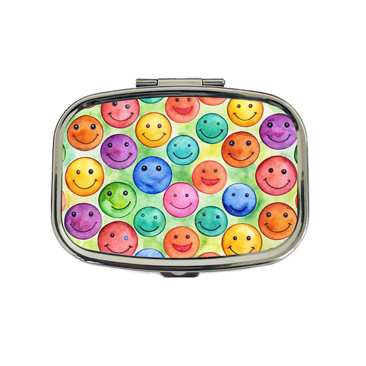 Smile Faces Watercolor Travel Pill Box Case