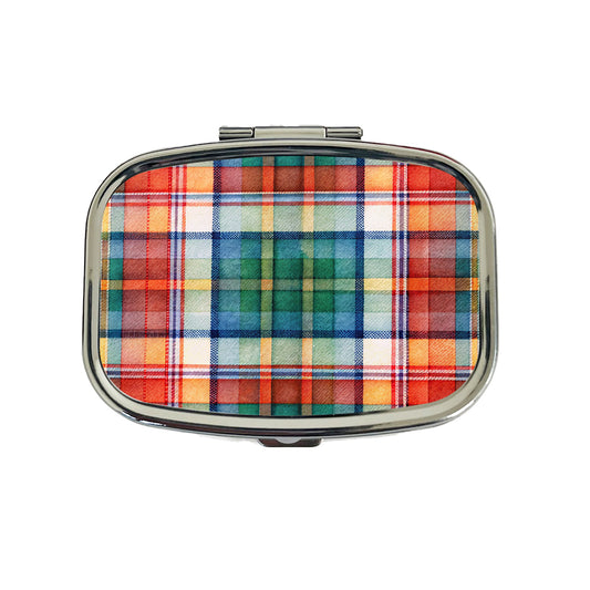 Tartan Plaid Watercolor Travel Pill Box Case