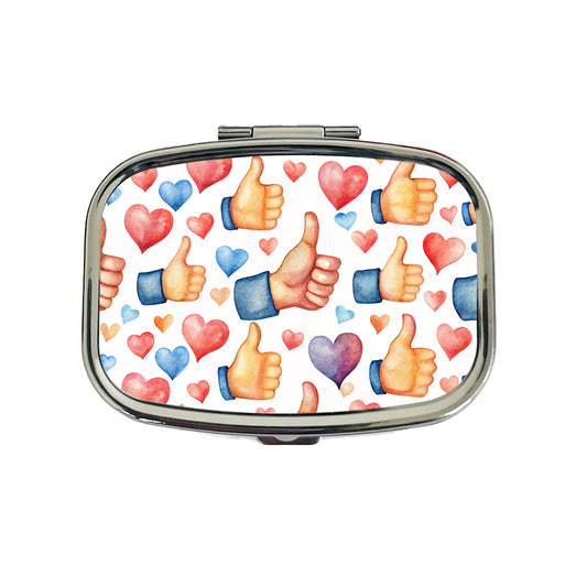 Thumbs Up Hearts Watercolor Travel Pill Box Case