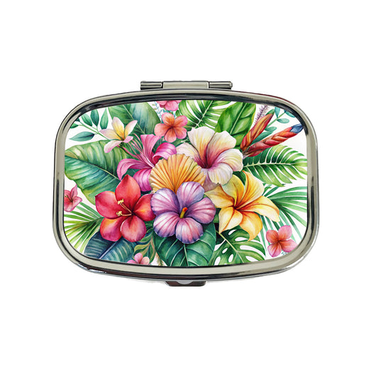 Tropical Flowers Watercolor Design Travel Pill Box Case