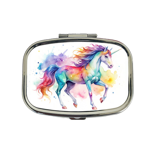 Unicorn Beautiful Watercolor Design Travel Pill Box Case