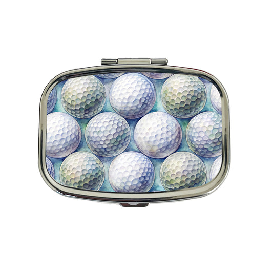 White Golf Balls Watercolor Travel Pill Box Case